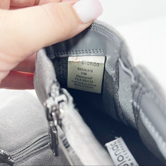 Blondo Grey Suede Block Stacked Ankle Booties 11 - Picture 11 of 12